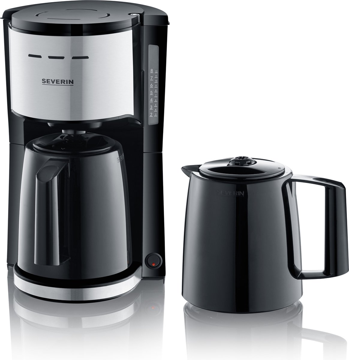 Severin KA 9308 Cafetière acier inoxydable (brossé), noir Nombre de tasse=8 verseuse thermofuge