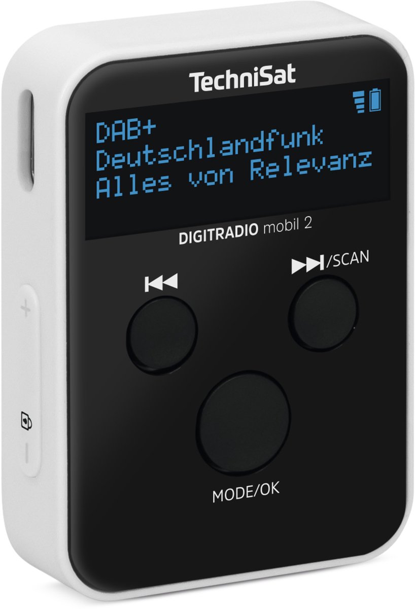 TechniSat DIGITRADIO mobil 2 Radio de poche FM, DAB+ rechargeable, verrouillage clavier noir, blanc