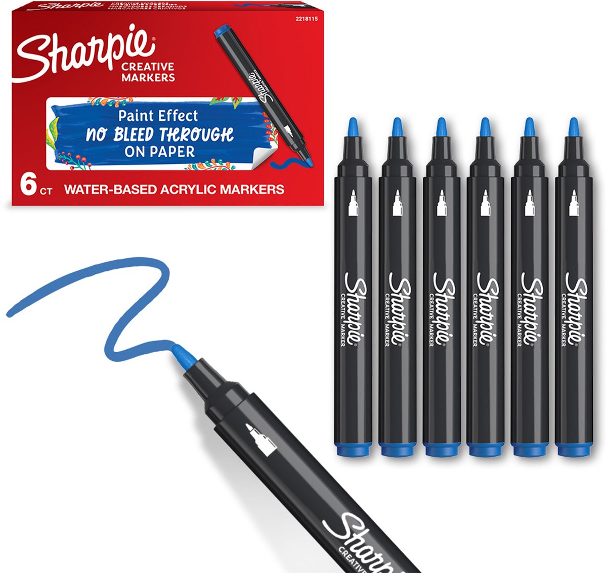 Sharpie Creative Akryl Paint Marker | Bullet spids | Blå | 6 stk