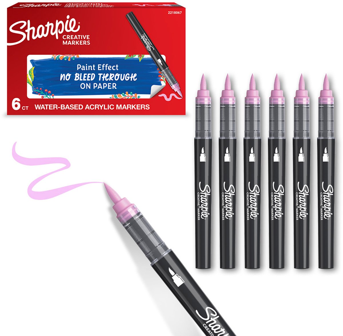 Sharpie Creative Akryl Paint Marker | Penselspids | Rosarød | 6 stk