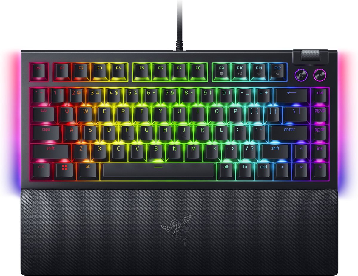 Razer BlackWidow V4 75% Hotswap - Tactile Mechanical - Gaming Tastatur - Uden Numpad - Amerikansk engelsk - Sort