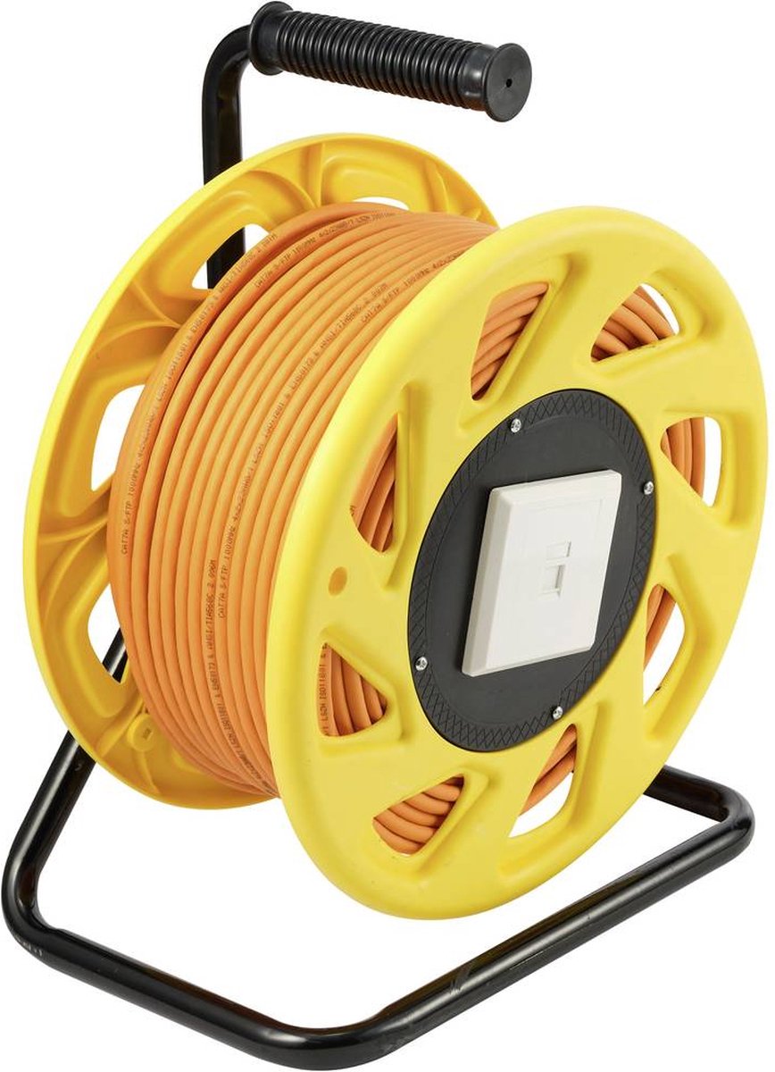 Renkforce RJ45 réseau informatique Enrouleur de câble CAT 7a S/FTP 50.00 m orange rond