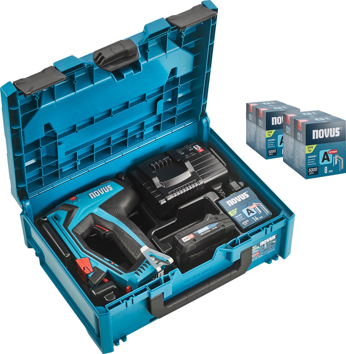 Novus Tools J-550 031-0375 Agrafeuse sans fil pour type dagrafe Type 37, Type 53 Longueur de lagrafe 6 - 14 mm + batterie, + chargeur, + mallette