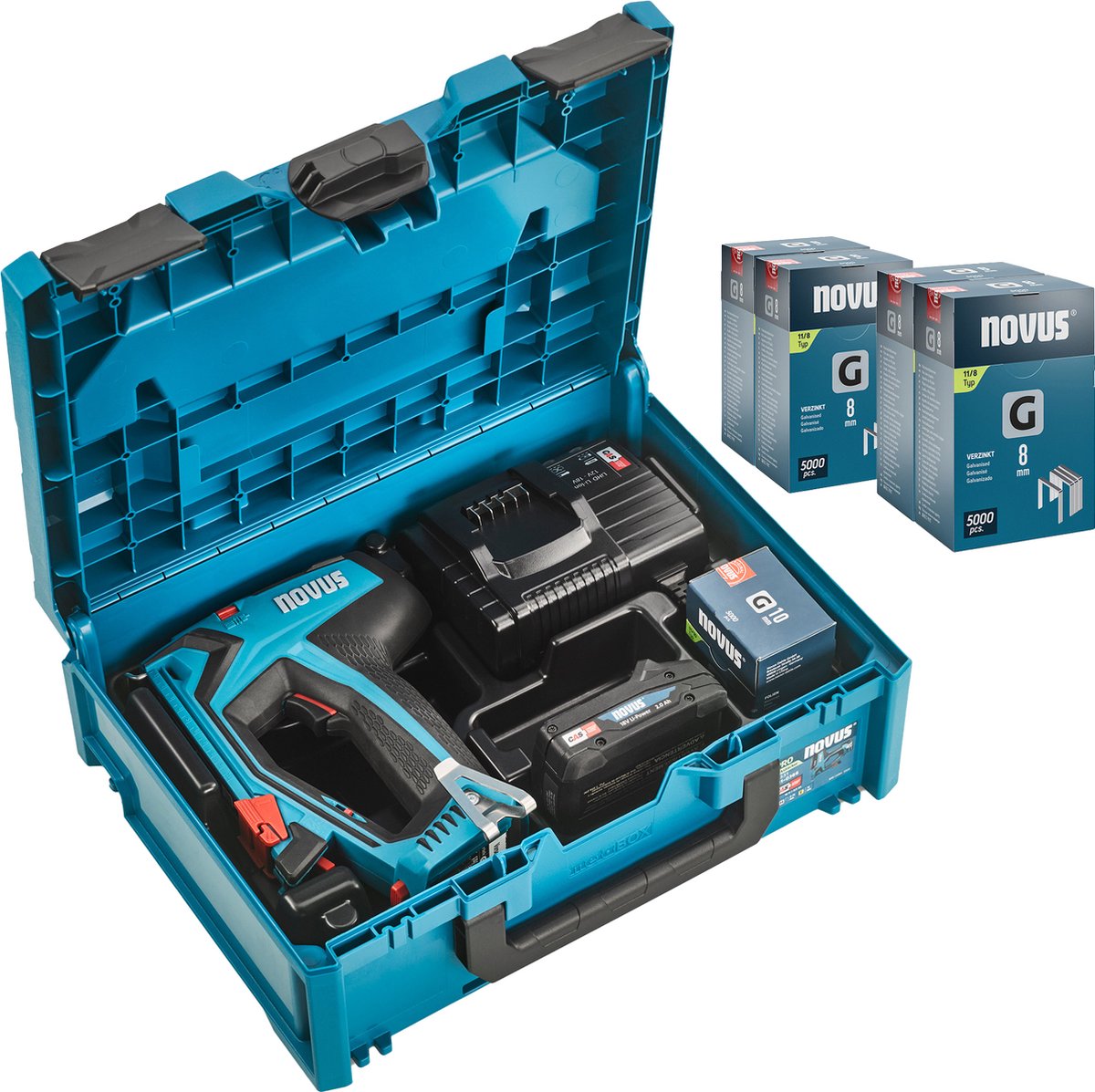 Novus Tools J-551 031-0376 Agrafeuse sans fil pour type dagrafe Type 11, Type 53F Longueur de lagrafe 6 - 14 mm + batterie, + chargeur, + mallette