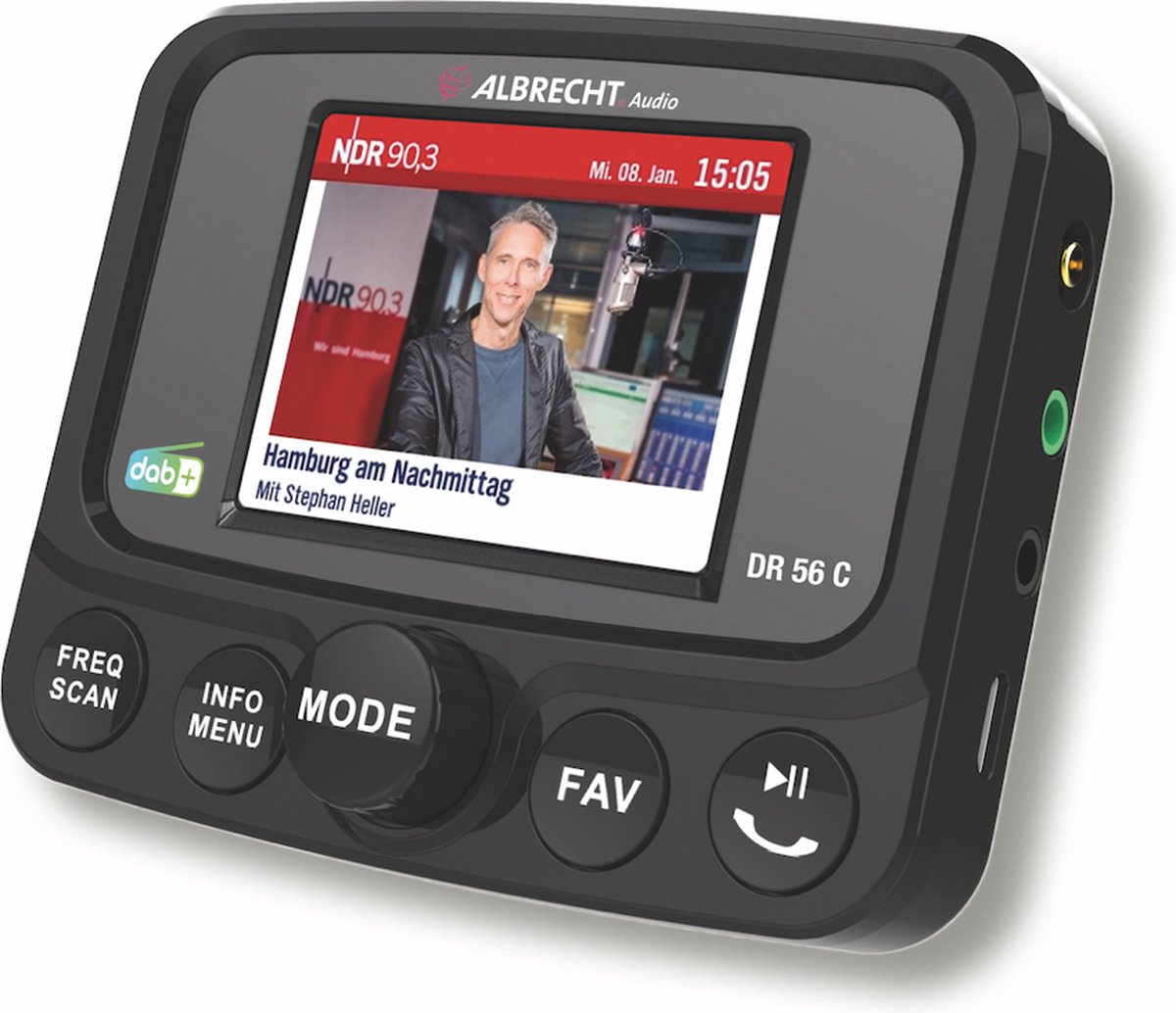 Albrecht DR 56 C Récepteur DAB+ Diffusion de musique Bluetooth, Fonction mains-libres, Fonction chargement, Support à ventouse