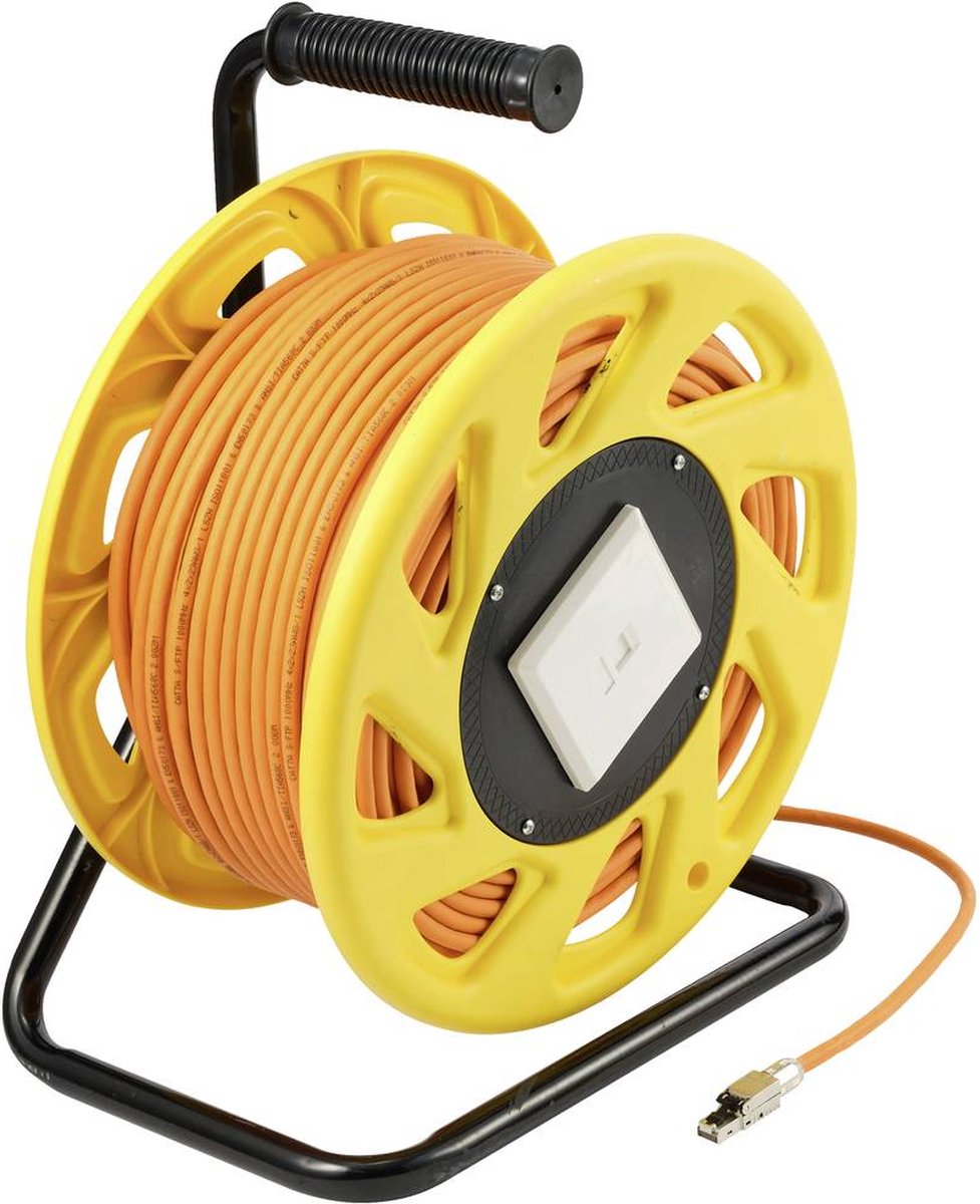 Renkforce RJ45 réseau informatique Enrouleur de câble CAT 6a (câble brut CAT 7) S/FTP 50 m orange sans halogène