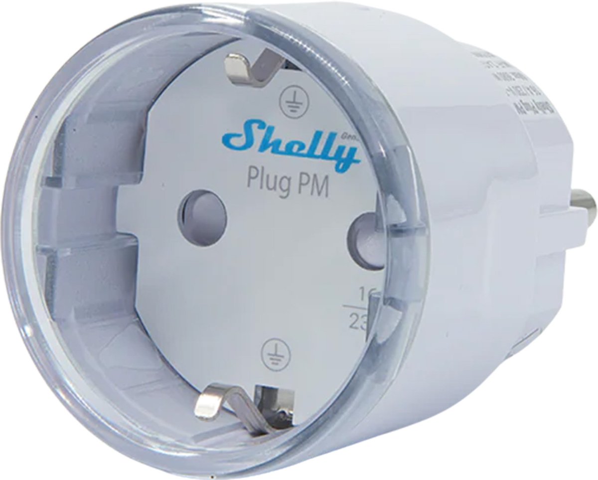 Shelly Plug PM Gen3 White - WiFi 16A smartplug med effektmåler uden relæ