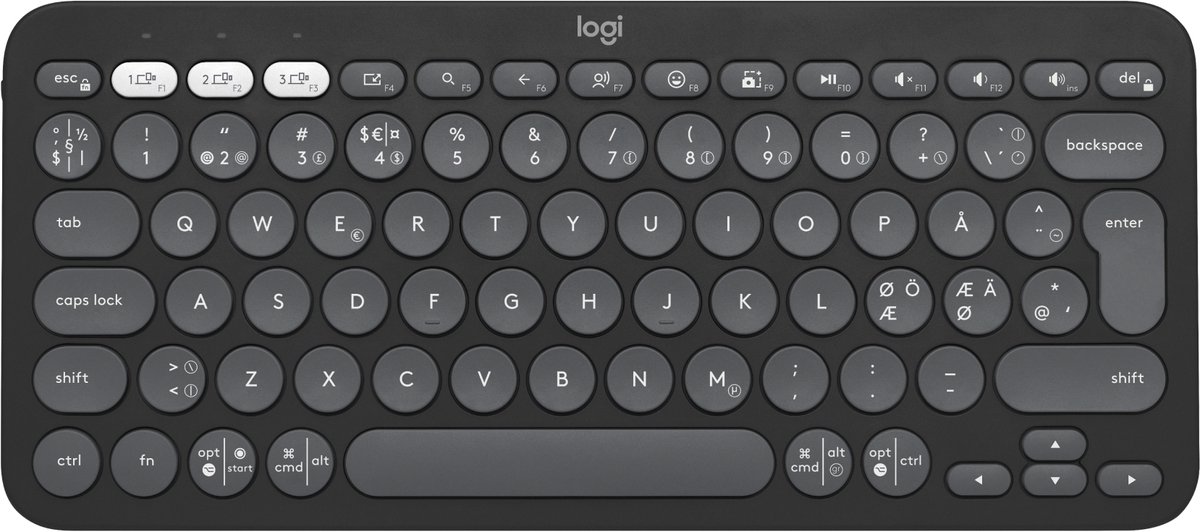 Logitech Pebble Keys 2 K380s Wireless Keyboard - Tonal Graphite - Tastatur - Universal - Sort
