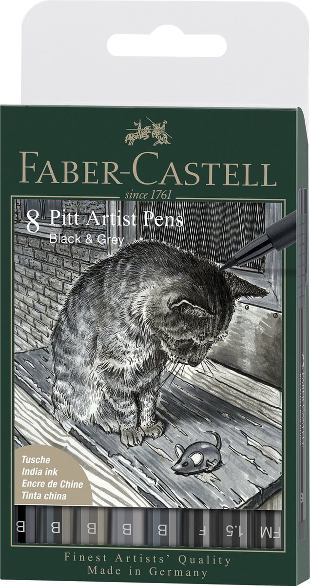 Faber-Castell Pitt artist pen Black & Grey 8 ass