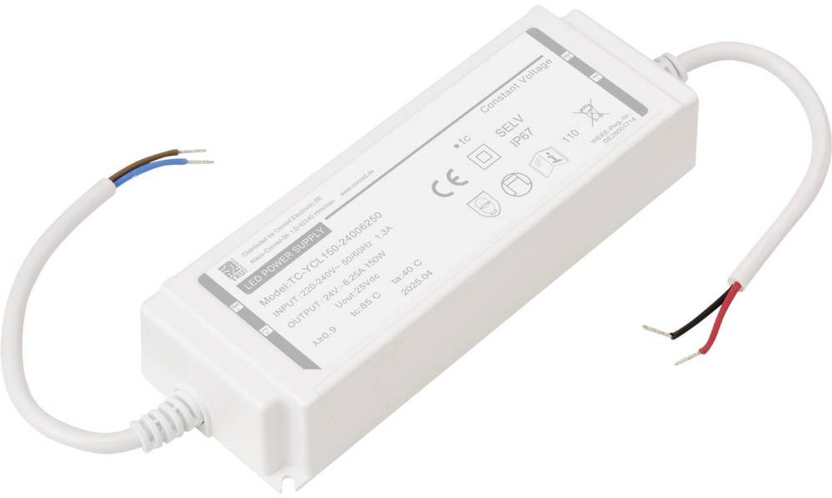 TRU COMPONENTS TC-YCL150-24006250 Transformateur pour LED à tension constante 150 W 6.25 A 24 V/DC 1 pc(s)