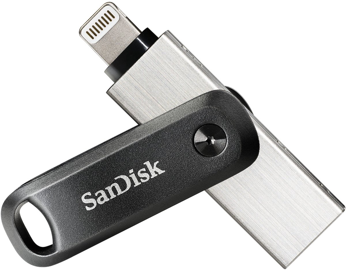SanDisk iXpand™ Flash Drive Go Mémoire supplémentaire USB pour smartphone/tablette noir, argent 128 GB USB 3.1 (Gen 1), Apple Lightning