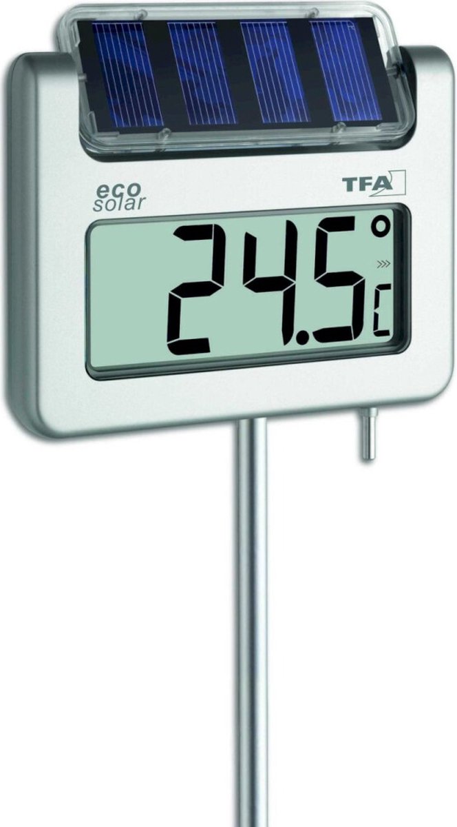 Thermomètre de jardin solaire TFA Dostmann Avenue argent