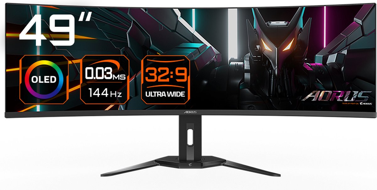 49" GIGABYTE AORUS CO49DQ - 5120x1440 - 144Hz - OLED - 18W USB-C