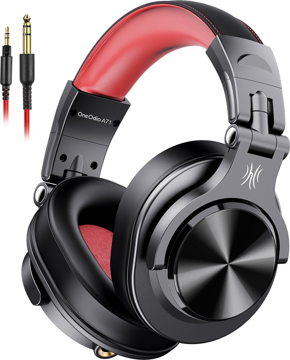 OneOdio A71 Wired Headphones (Black and Red)