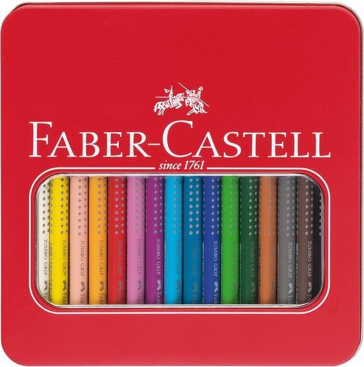 Faber-Castell Jumbo Grip farveblyanter i tinæske med 16 stk