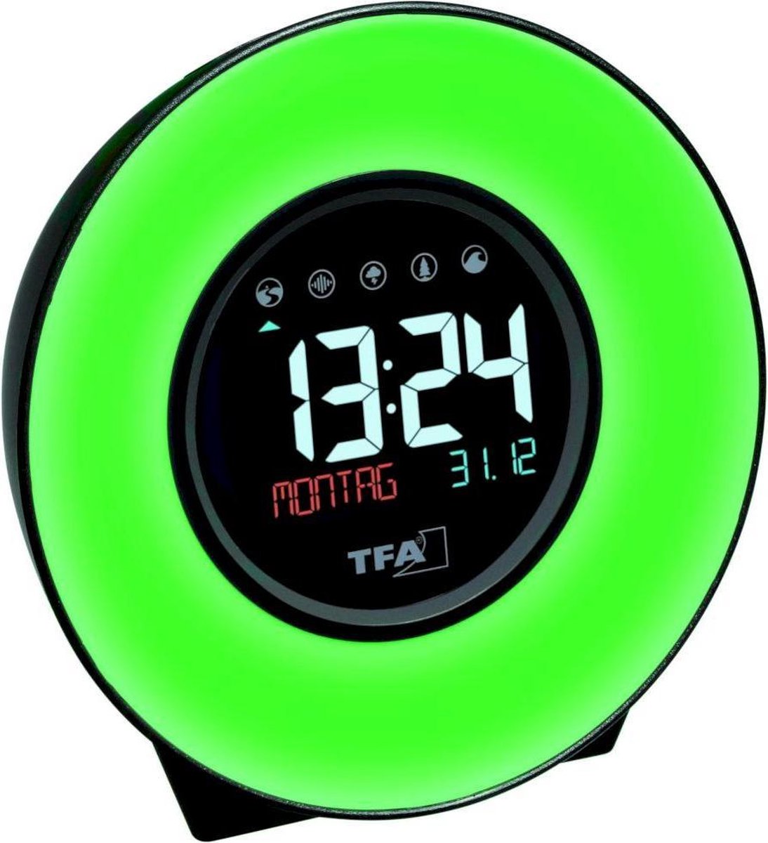 TFA Dostmann 60.2023.02 à quartz Réveil blanc, bleu, jaune, vert, rose, rouge, bleu clair Heures de réveil 1 grand écran