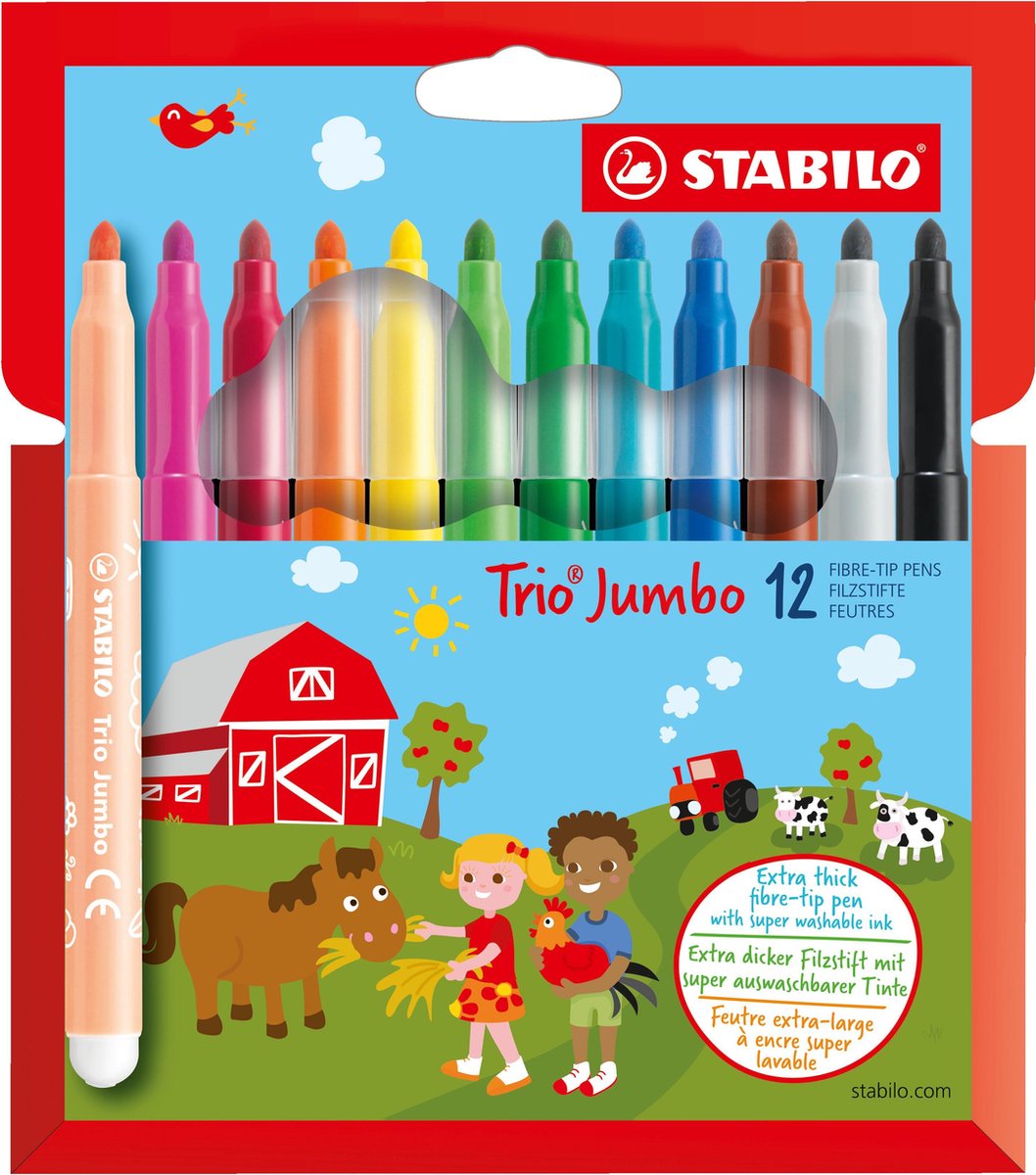 STABILO Trio Jumbo - Felt-tip pen - Set of 12 pieces