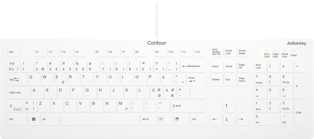 Cherry Active Key AK-C8112 - keyboard - wipe disinfection flat key profile - 100% full size - QWERTY - Pan Nordic - white Input Device - Tastatur - Nordisk - Hvid
