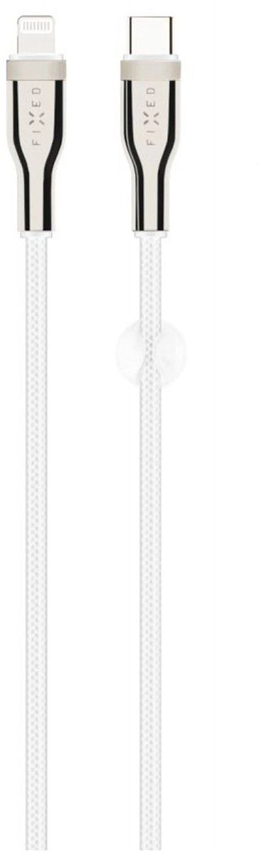 FIXED METAL USB-C/Lightning MFI flettet kabel 0.5m Hvid