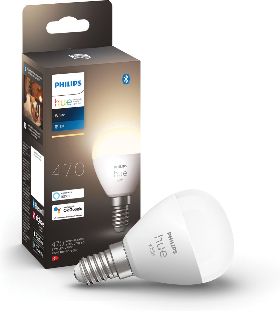 Philips Hue White P45 E14 Kronepære - 1-Pakke