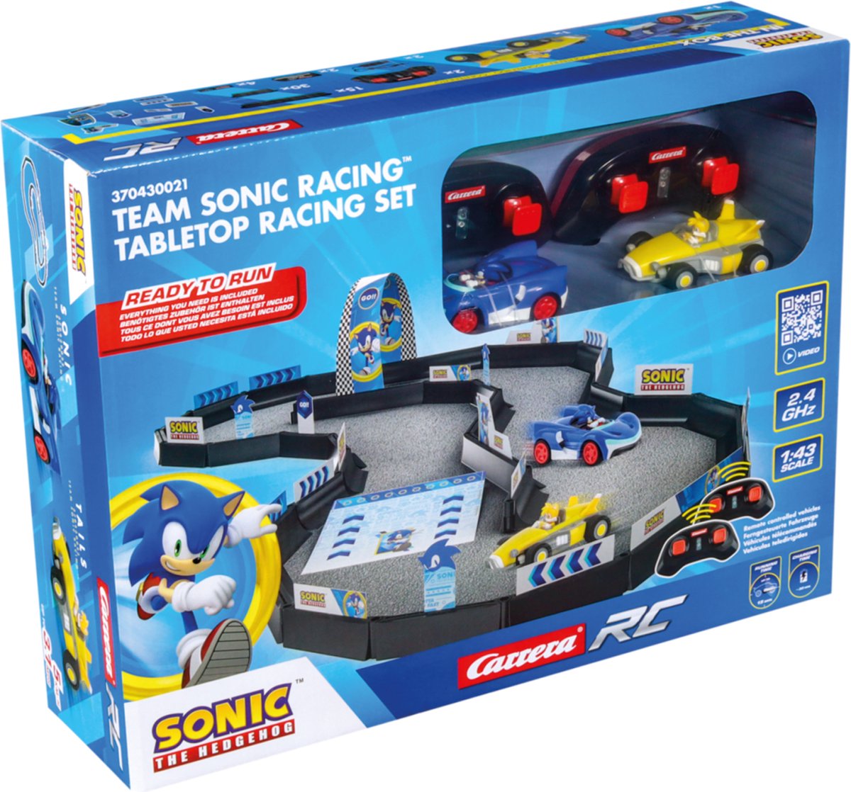 Carrera 370430021 Team Sonic Racing 1:43 Auto RC avec piste de course électrique Voiture de tourisme