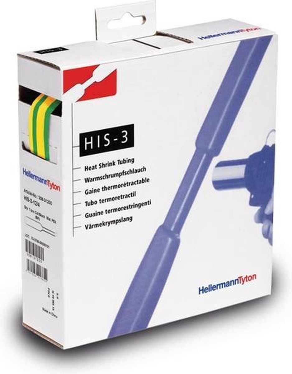 HellermannTyton 308-31807 Gaine thermorétractable sans colle vert, jaune 18 mm 6 mm Taux de retreint:3:1 4 m