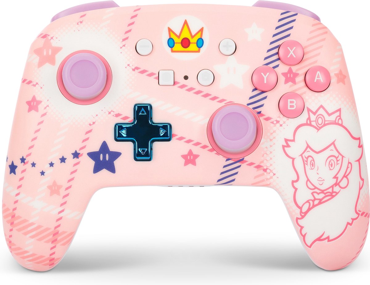 PowerA Enhanced Trådløs Controller til Nintendo Switch - Princess Peach Plaid - Wireless Controller - Nintendo Switch