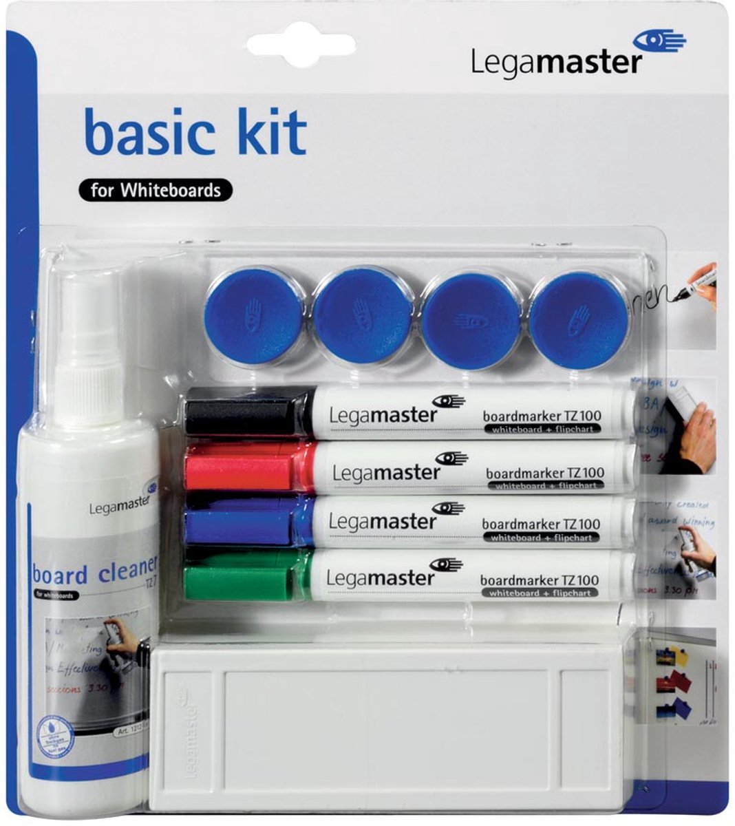 Legamaster 7-125100 basic Kit for Whiteboards Marqueur tableau blanc noir, bleu, rouge, vert contient effaceur, nettoyant, aimants N/A