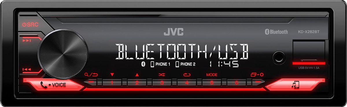 JVC KD-X282BT car radio - RED - Rød