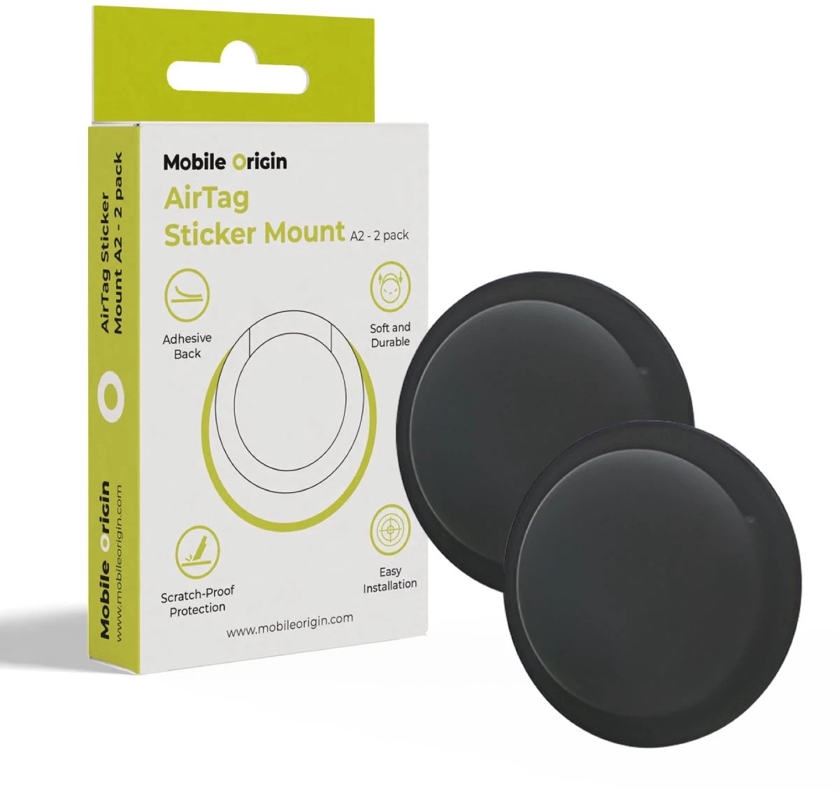 Mobile Origin Airtag Sticker Mount A2 - 2 pack - black