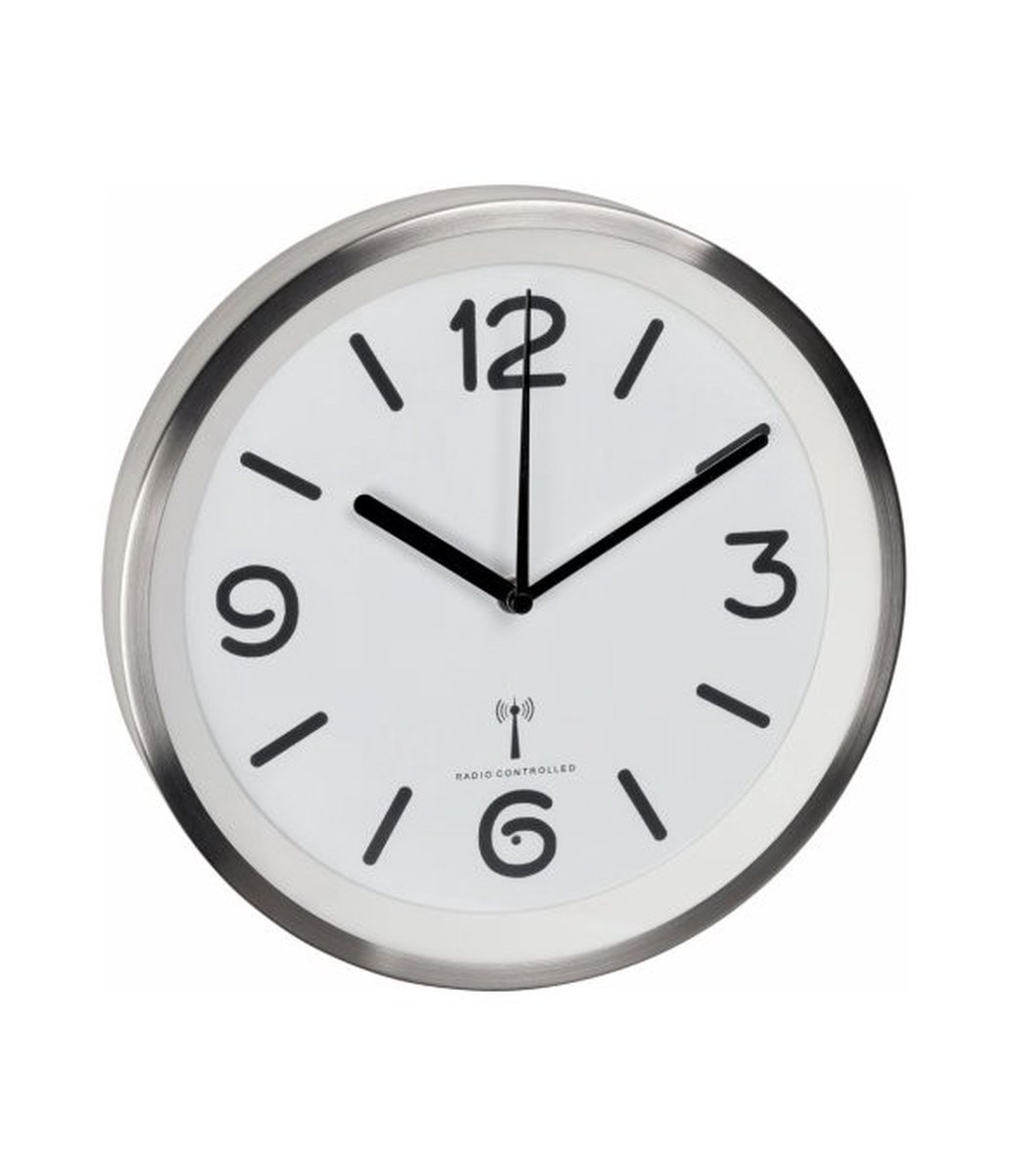 Horloge murale TFA Dostmann 60.3535.02 radiopiloté(e) 25.3 cm x 42 mm aluminium (brossé)