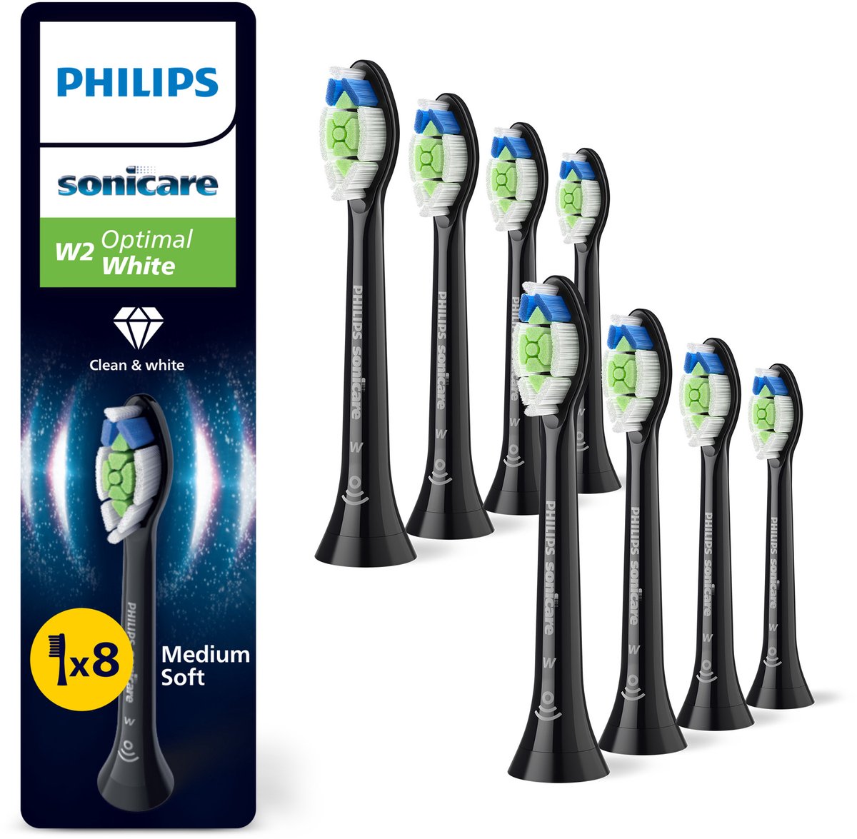 Philips Tandbørstehoveder Sonicare W2 Optimal White HX6068 - replacement brushhead - black