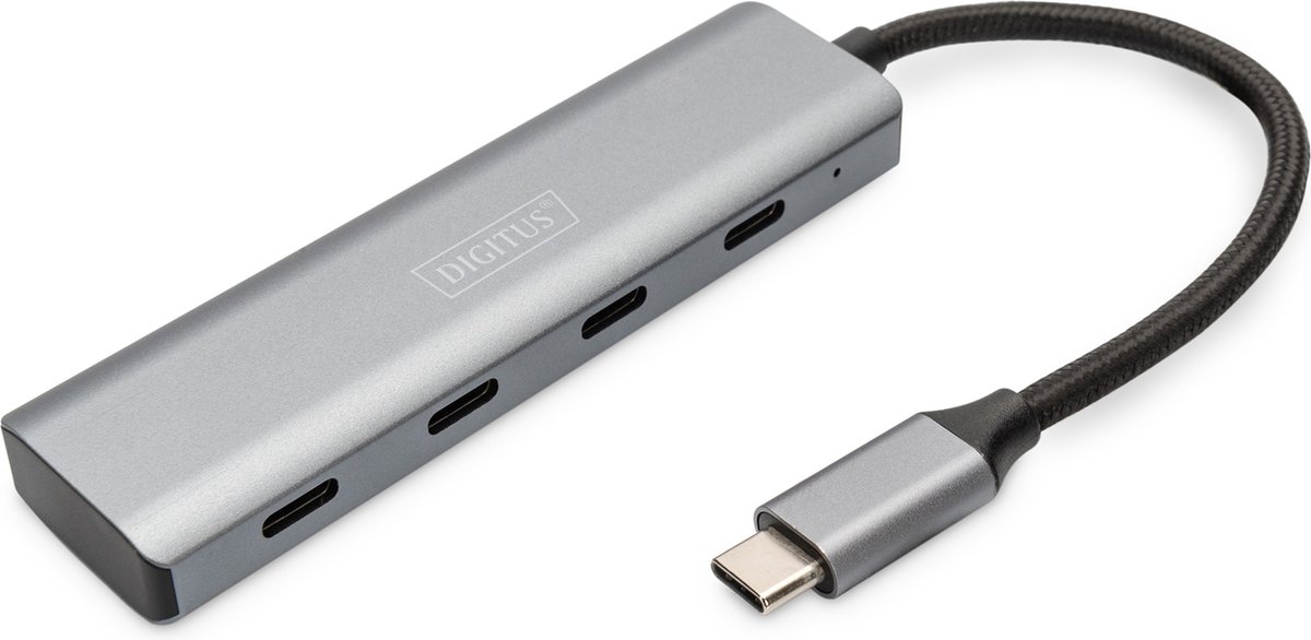 DIGITUS 4-Port USB-C Hub USB hub - 4 ports - Grå
