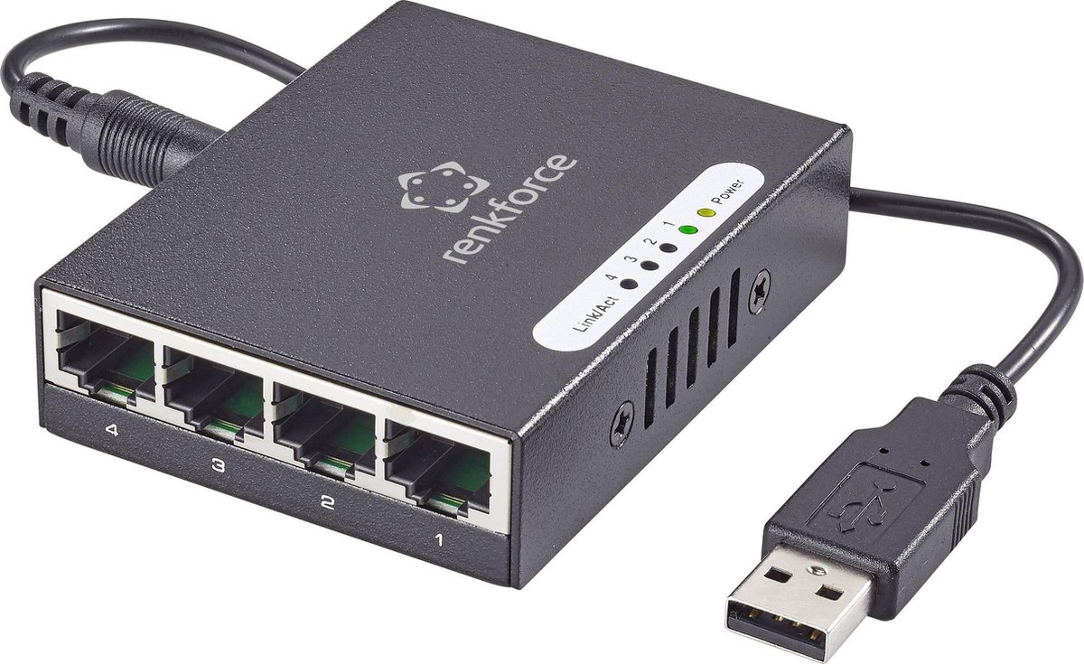 Renkforce RF-4270245 Switch réseau 4 ports 1000 MBit/s alimentation USB