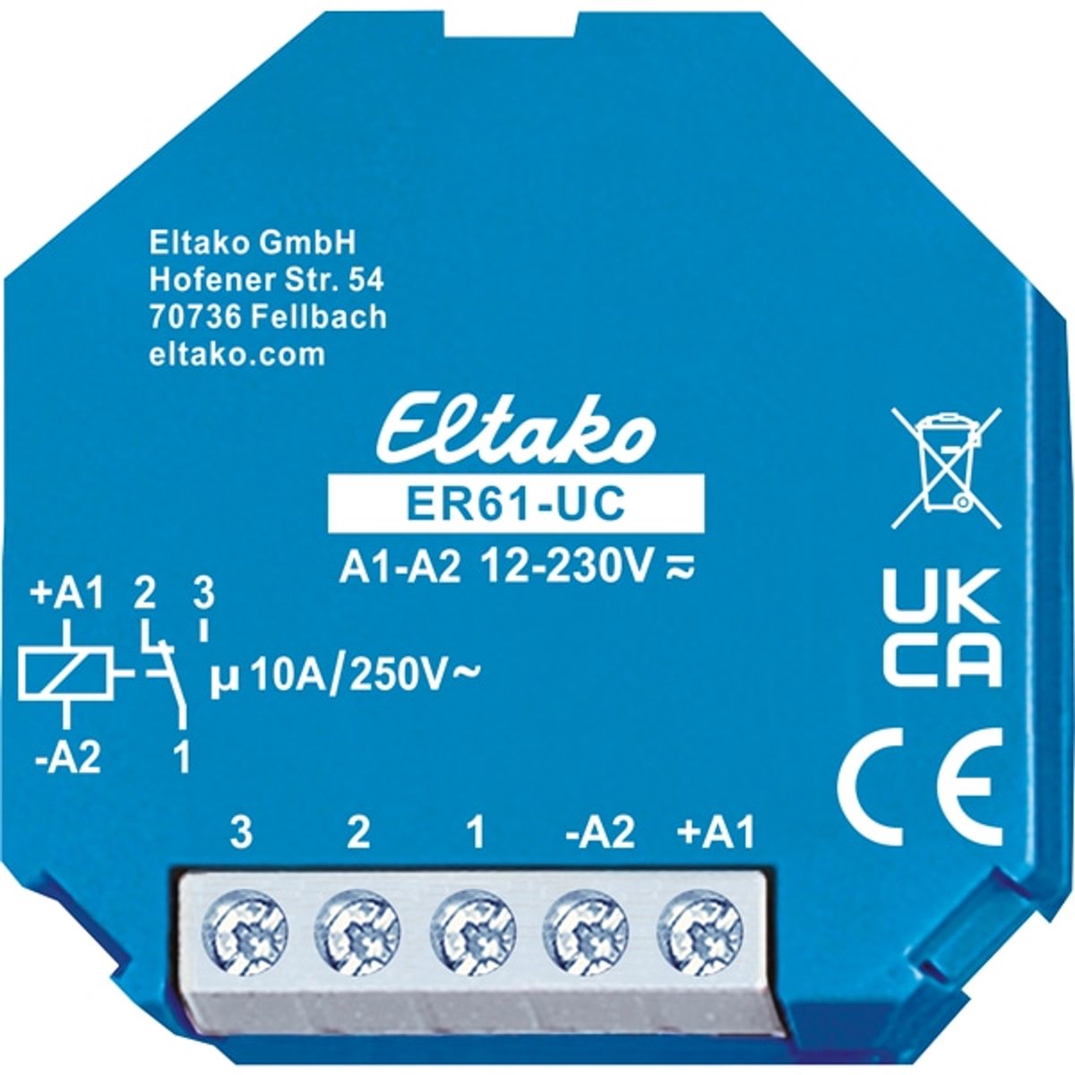Eltako ER61-UC Relais de commutation Tension nominale: 230 V Courant de commutation (max.): 10 A 1 inverseur (RT) Piece 1 pc(s)