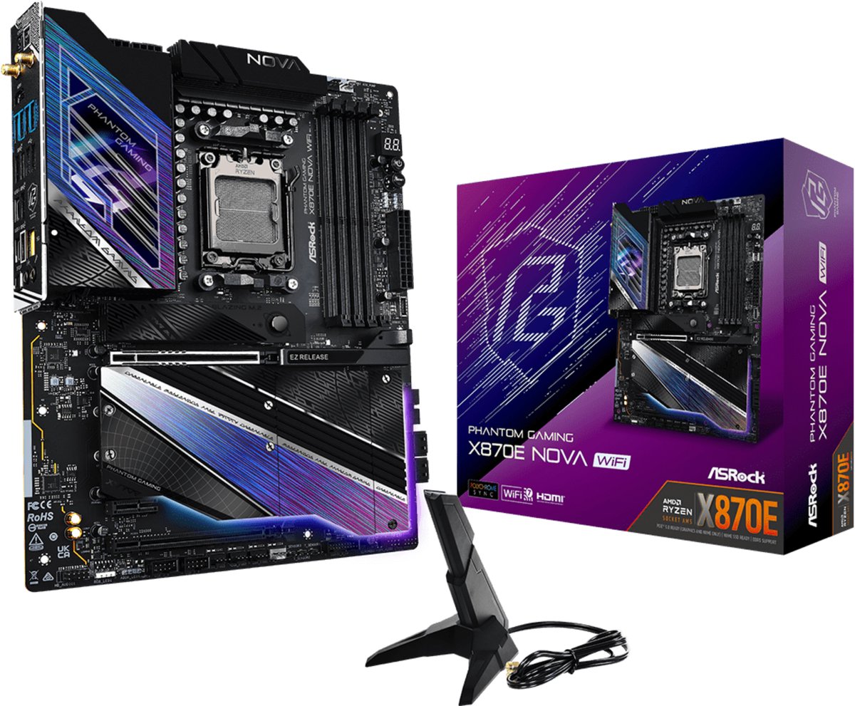 ASRock X870E Nova WiFi Carte mère Socket (PC) AMD® AM5 Facteur de forme (détails) ATX Chipset de la carte mère AMD® X870E