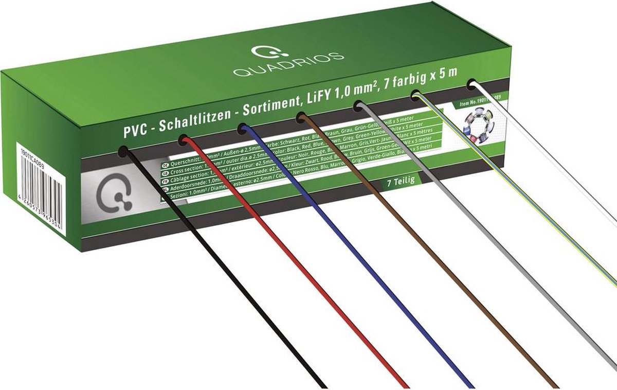 Quadrios 19011CA089 Fil de câblage LiFY 1 x 1 mm² bleu, marron, gris, rouge, noir, blanc, jaune-vert 35 m