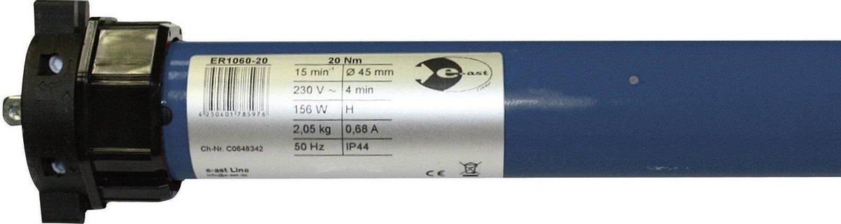 Moteur tubulaire e-ast ER1060-20 60 mm 45 kg 156 W 20 Nm