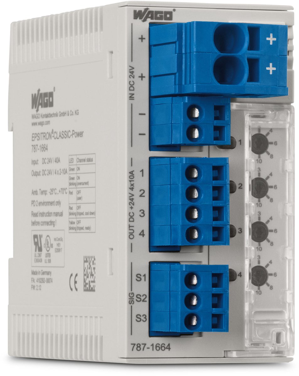 Disjoncteur WAGO EPSITRON® 787-1664 4 x 24 V/DC 4 x 1- 10 A