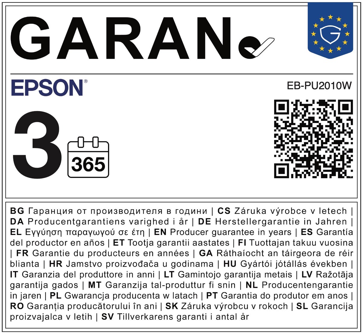 Epson Projektor EB-PU2010W - 1920 x 1200 - 10000 ANSI lumens