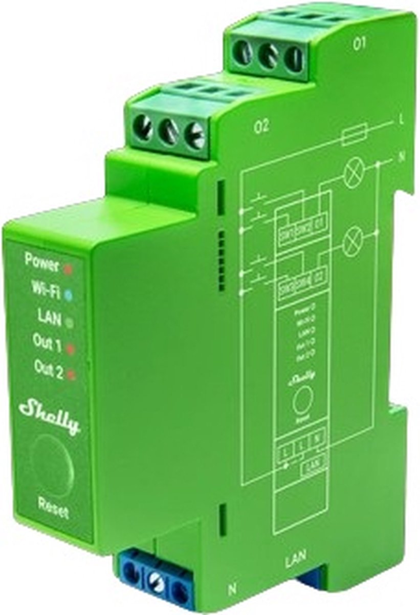 Shelly Pro Dimmer 2PM - WiFi tavlelysdæmper, 2x200W