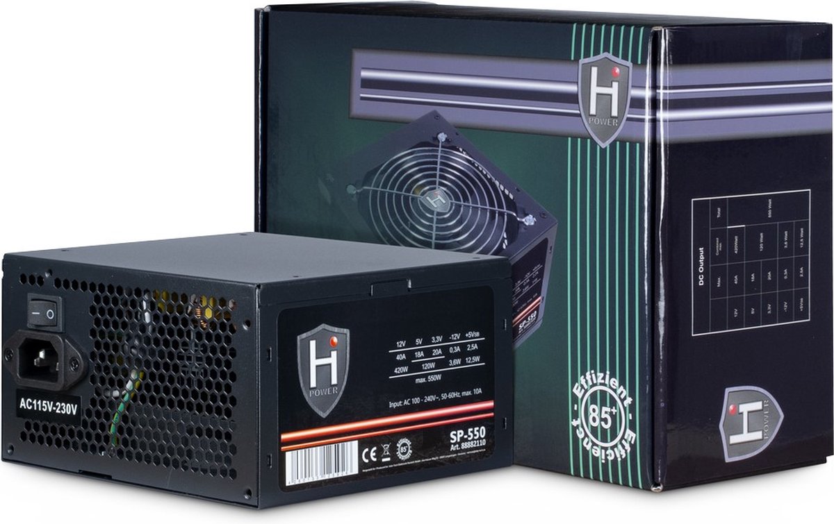 Inter-Tech HiPower SP-550 Strømforsyning - 550 Watt - 120 mm - ATX 2.4 - 80 Plus