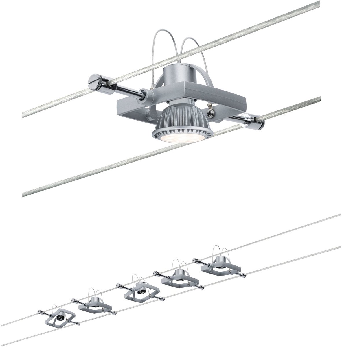 Paulmann MacII 94133 Système complet déclairage sur câble GU5.3 50 W LED chrome (mat)
