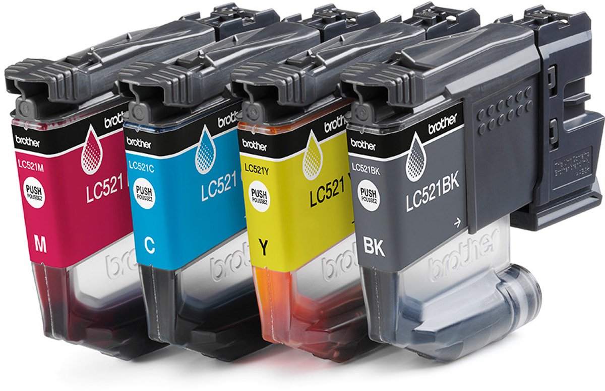Brother LC521 Value Pack - 4-pack - black yellow cyan magenta - original - ink cartridge