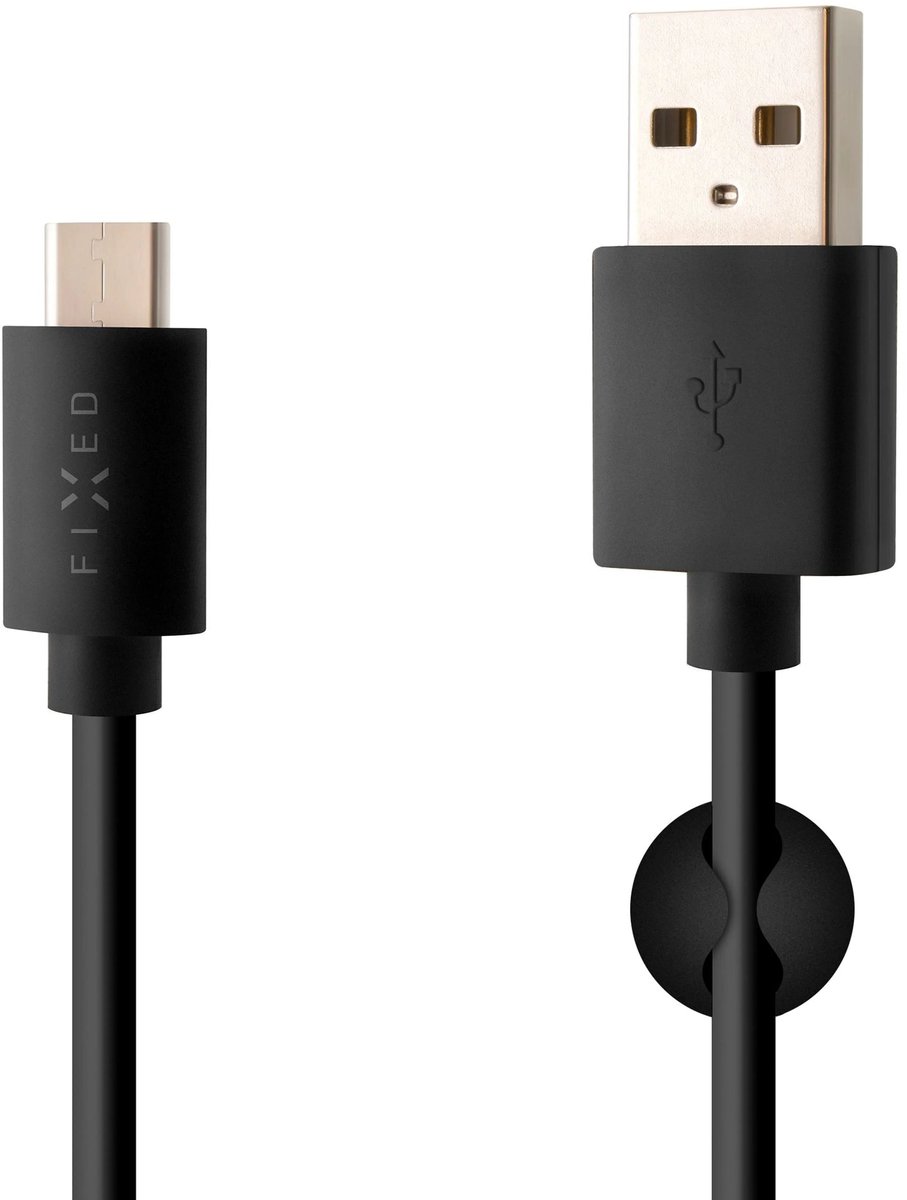 FIXED USB-A <-> USB-C - 2m - Sort