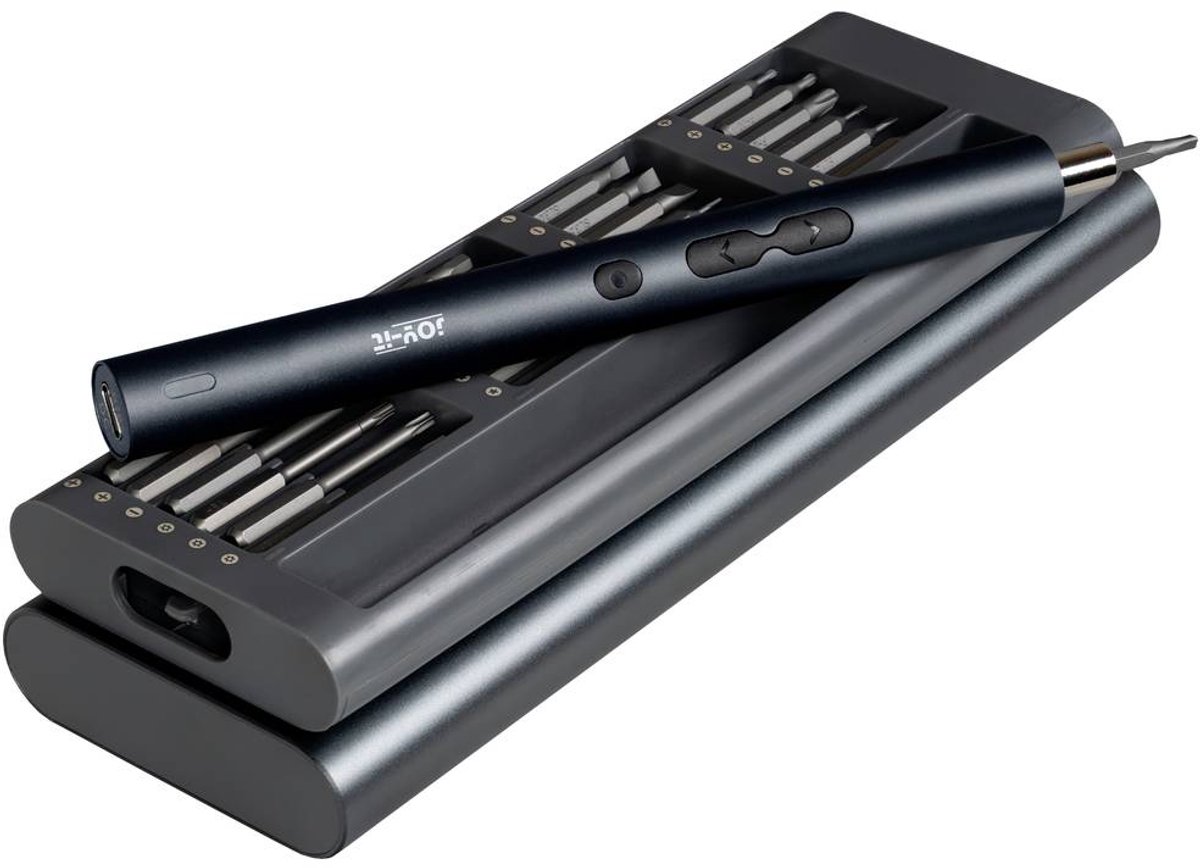 Joy-it WE-0002 Jeu doutils tournevis, Outil multifonction sans fil magnétique, en valise 62 pièces