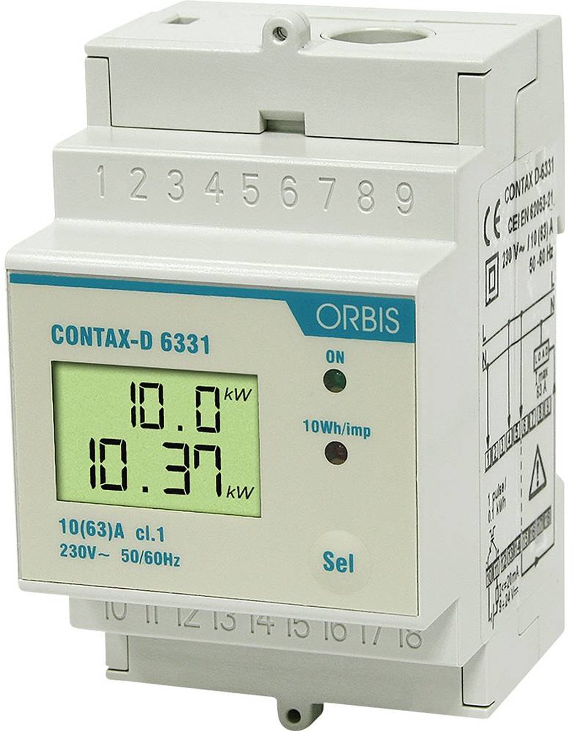 ORBIS Zeitschalttechnik kW-Zähler OB708100 Compteur d'énergie monophasé  numérique 63 A conformité  MID: non  1 pc(s)