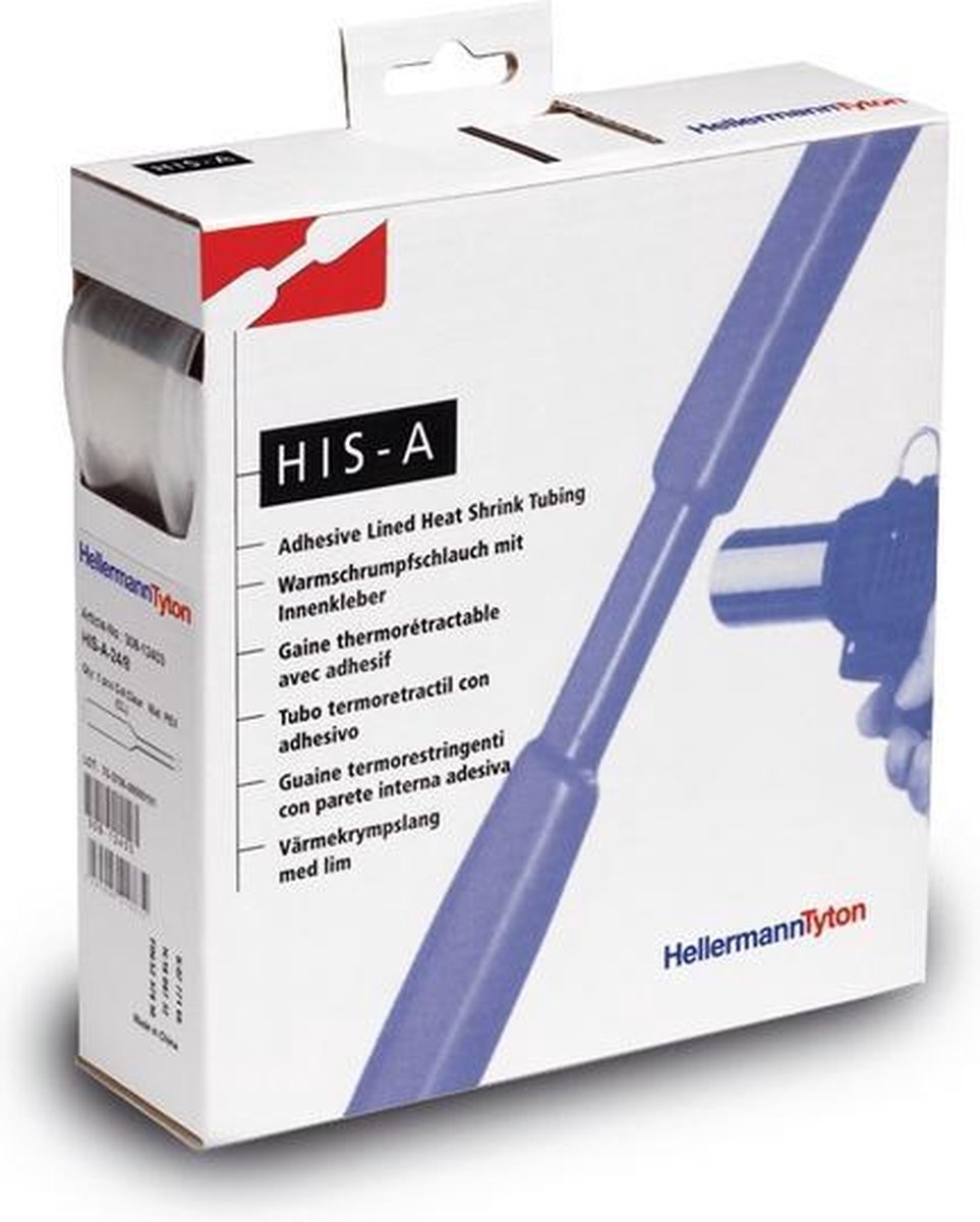 HellermannTyton 308-10303 Gaine thermorétractable avec colle transparent 3 mm 1 mm Taux de retreint:3:1 10 m