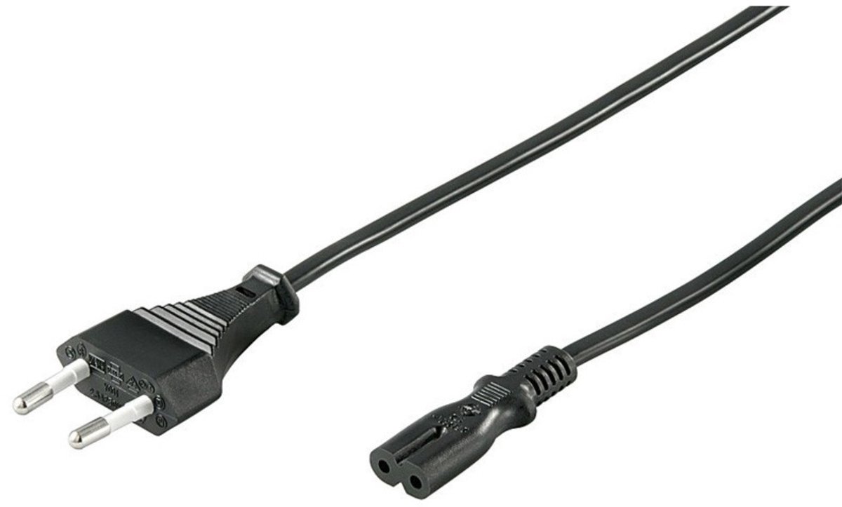 Pro Strømkabel C7 (2 pins) - Sort - 1.5m - Lige