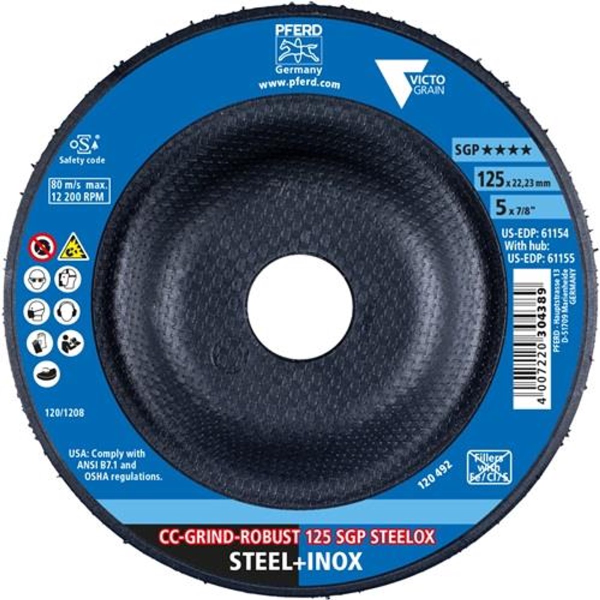 PFERD TOOLS 64195126 Disque abrasif Diamètre 125 mm Grain=36 10 pc(s)